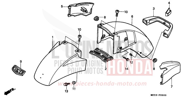 AILE AVANT de Gold Wing Aspencade PEARL ROYAL MAGENTA (RP151) de 1993